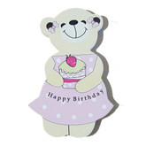C&F Wooden Mama Bear Character - Pink Birthday